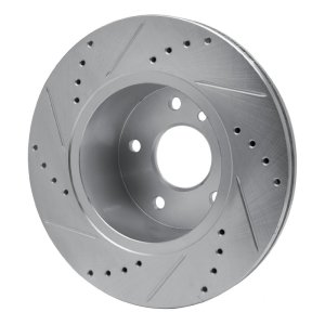 Land Rover Discovery Brake Rotor (1) - Front Right - R1 Concepts - Drilled & Slotted - Silver - `99-`04
